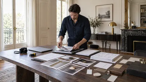 Classement de plans, photographies et références d’une résidence