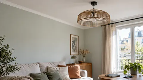 Luminaire suspendu éteint dans une pièce éclairée par la lumière du jour