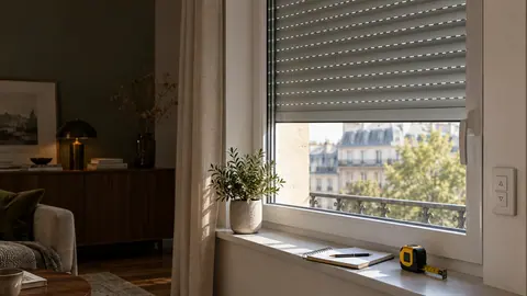 Volet roulant intérieur et carnet de constat près d’une fenêtre