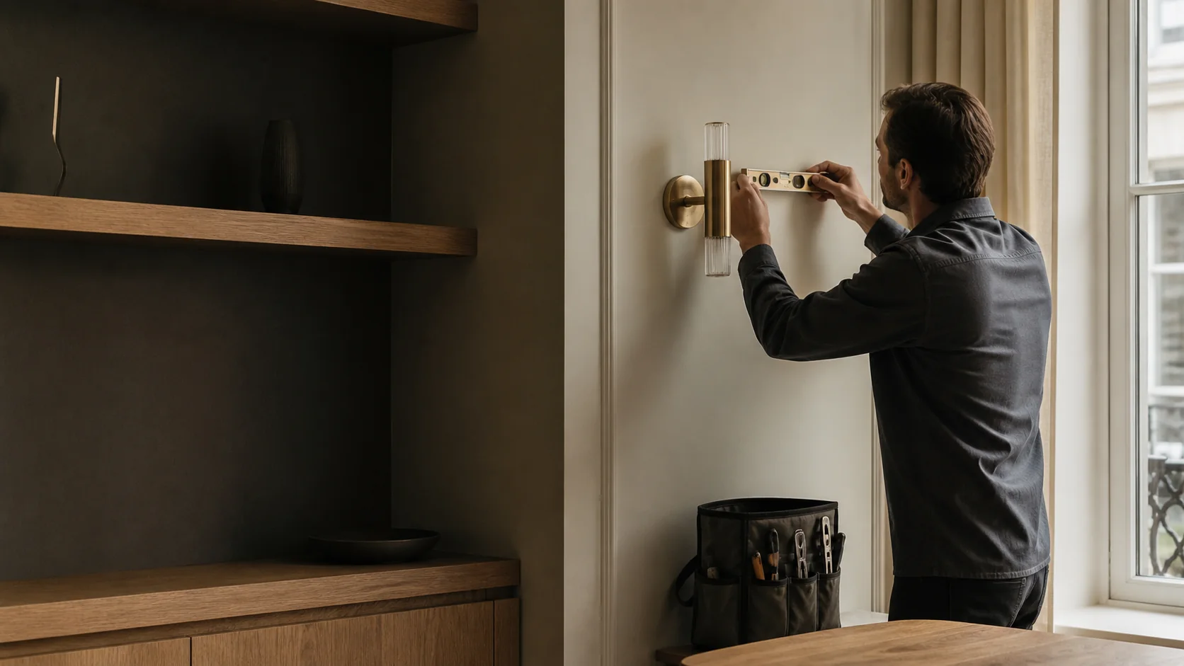 Ajustement précis d’un luminaire dans un intérieur privé